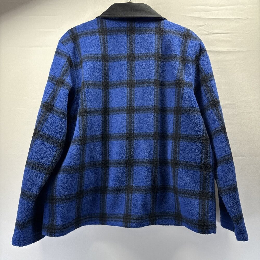 Talbots Petites Jacket Sz Med Blue Black Fleece Full Zipper Pockets Long Sleeves - Picture 7 of 9